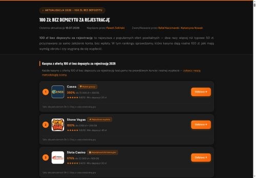 SEO analysis preview of 100zlbezdepozytuzarejestracje.com