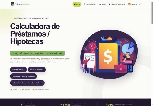 SEO analysis preview of calculaprestamo.com