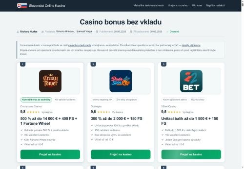 SEO analysis preview of casinobonusbezvkladu.com