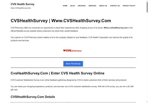 SEO analysis preview of cvshealthsurvey.page