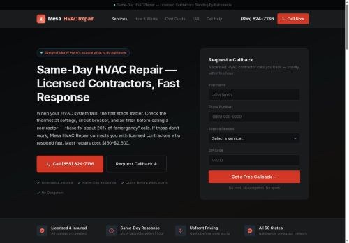 SEO analysis preview of samedayhvacrepair2.info