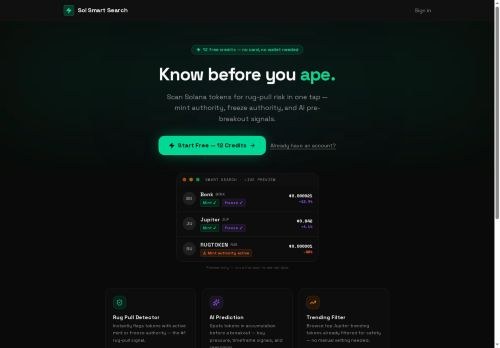SEO analysis preview of solsmartsearch.replit.app